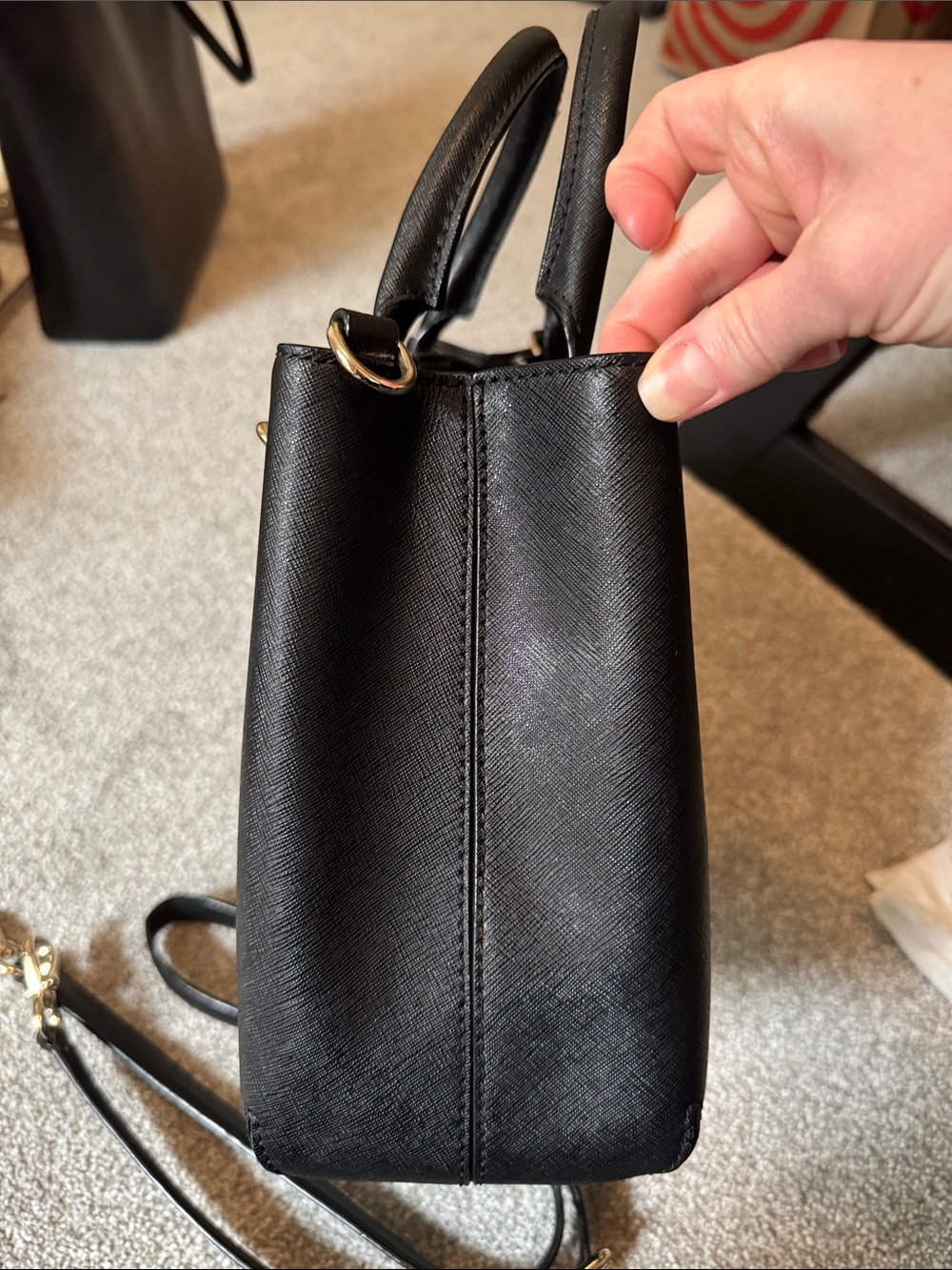 kate spade Black Saffiano Leather Top-Handle Satchel with Strap - Picture 5 of 8